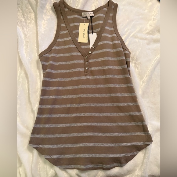 Evereve Olive and Gray Striped Tank Top - Picture 3 of 8